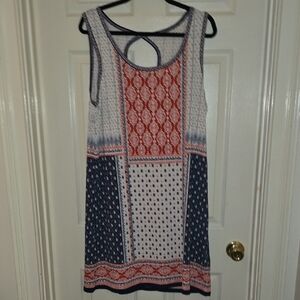 Max Studio Red and Blue Sleeveless Tunic